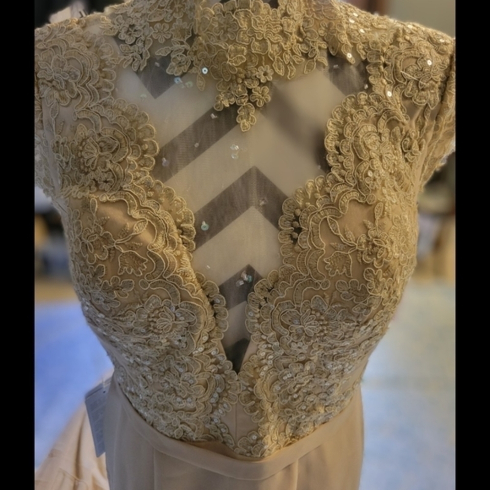 Jj"s house gown size 12, Bust 38 Waist 31.Champagne color.